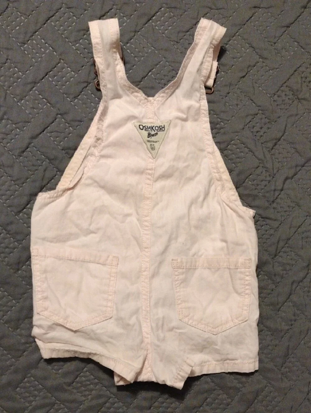 OshKosh B'gosh Cream Shortie Overalls with Heart Pocket